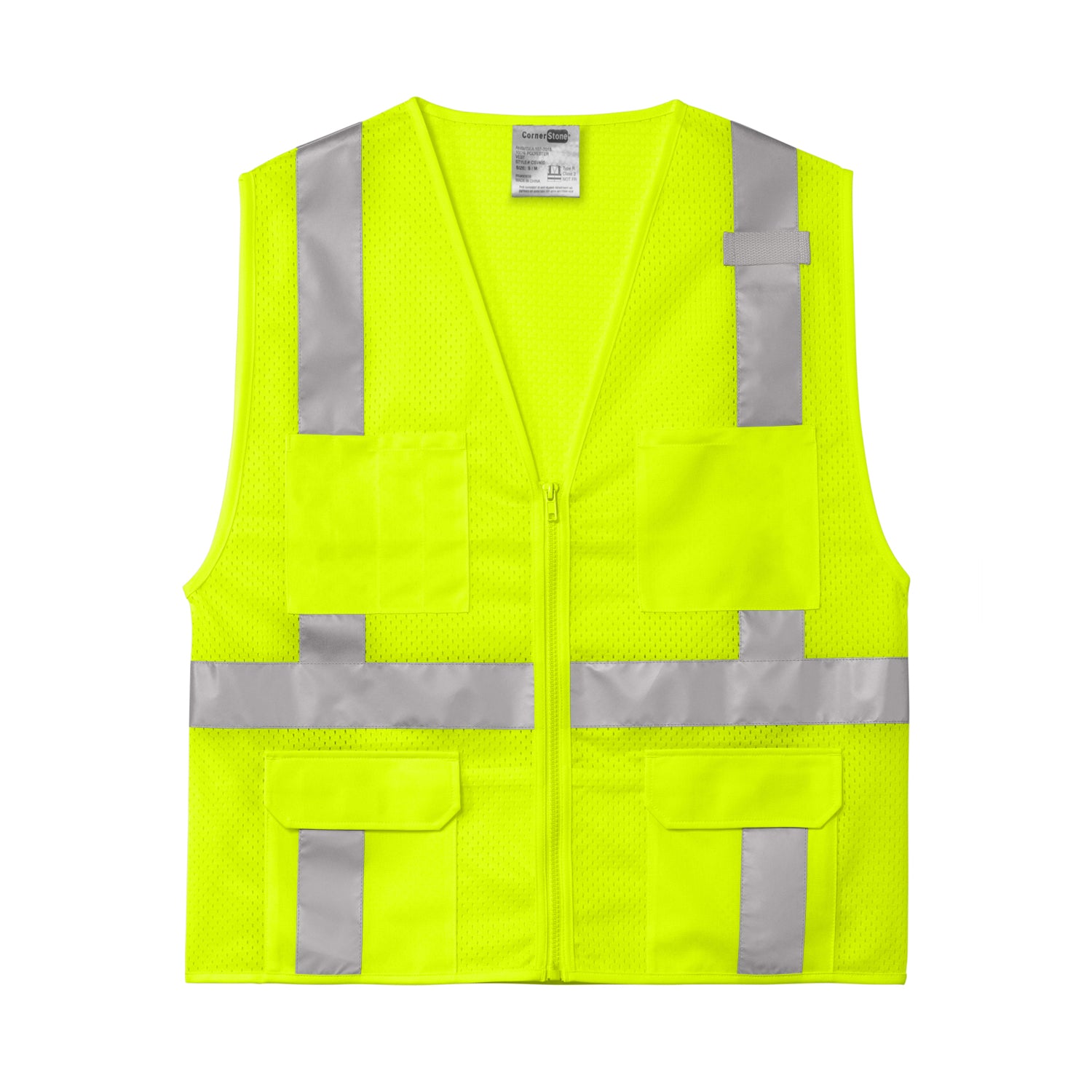 CornerStone ANSI 107 Class 2 Mesh Six-Pocket Zippered Vest CSV104