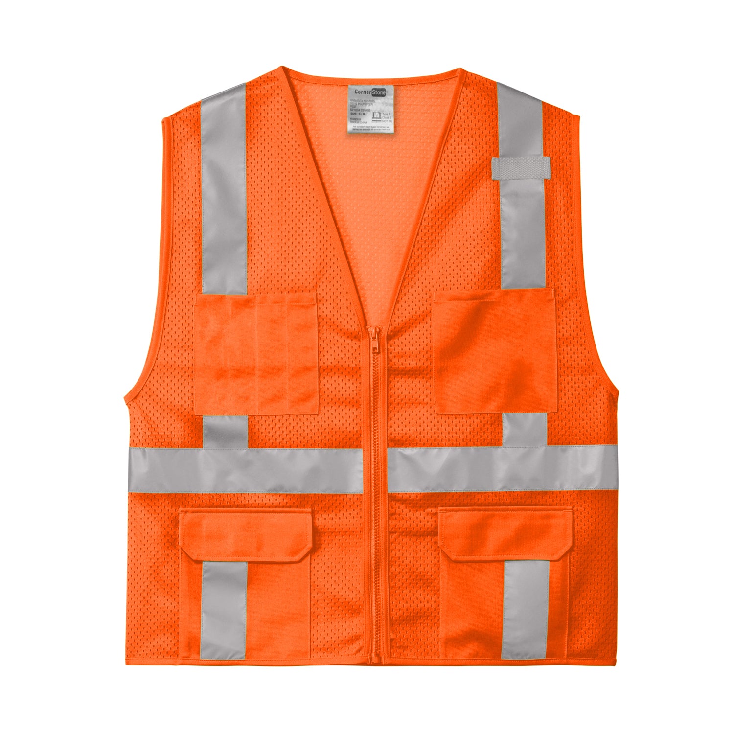 CornerStone ANSI 107 Class 2 Mesh Six-Pocket Zippered Vest CSV104