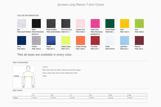JERZEES Dri-Power 50/50 Cotton/Poly Long Sleeve T-Shirt. 29LS - WUE INC 