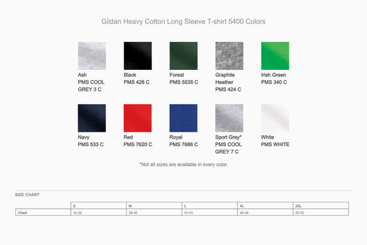 Copy of Gildan Heavy Cotton Long Sleeve T-Shirt (5400) - WUE INC 